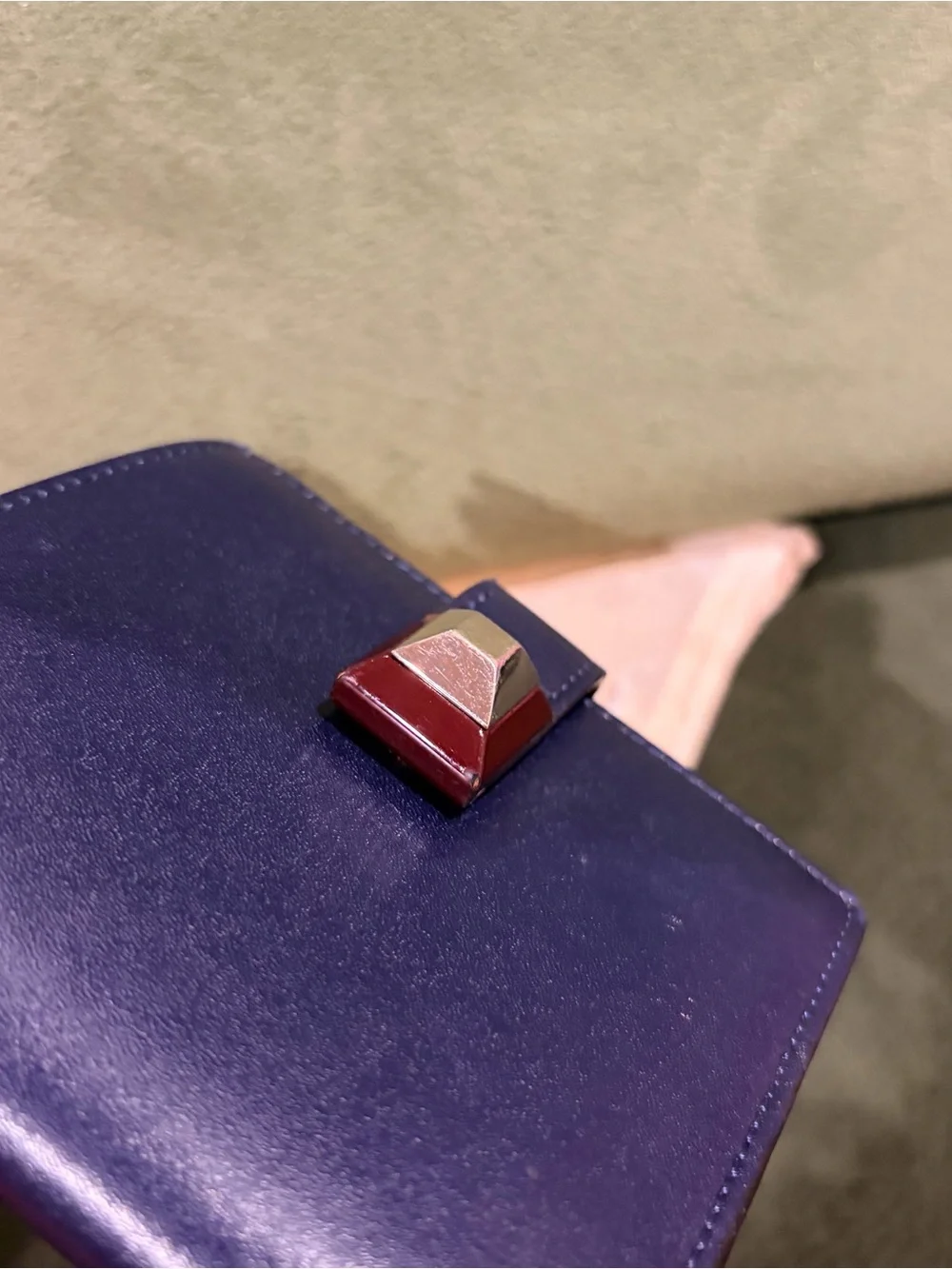Fendi Navy Compact Wallet with Pyramid Snap Closure